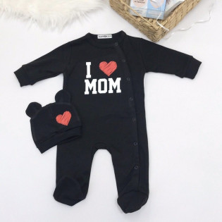 Чоловічок новонародженому сліп ч принтом "I love mom/dad"