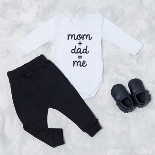 Боді дитячий з написом - Mom Dad Me