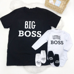 Парні футболки тато/син з написом  "Big/Little Boss"