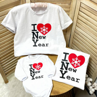 Набір сімейні новорічні футболки "I Love New Year" Набір сімейні новорічні футболки "I Love New Year"