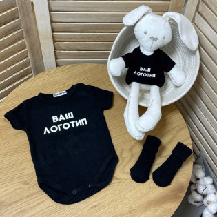 Подарунковий комплект боді+зайчик з логотипом компанії