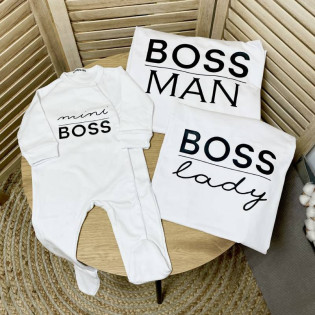 Набір сімейних футболок "BOSS" з чоловічком Набір сімейних футболок "BOSS" з чоловічком