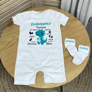 Ромпер-пісочник на перший день народження з метрикою