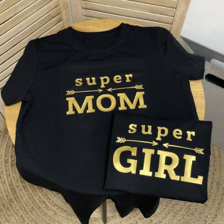 Набір 2-х футболок "Super mom / Super girl"